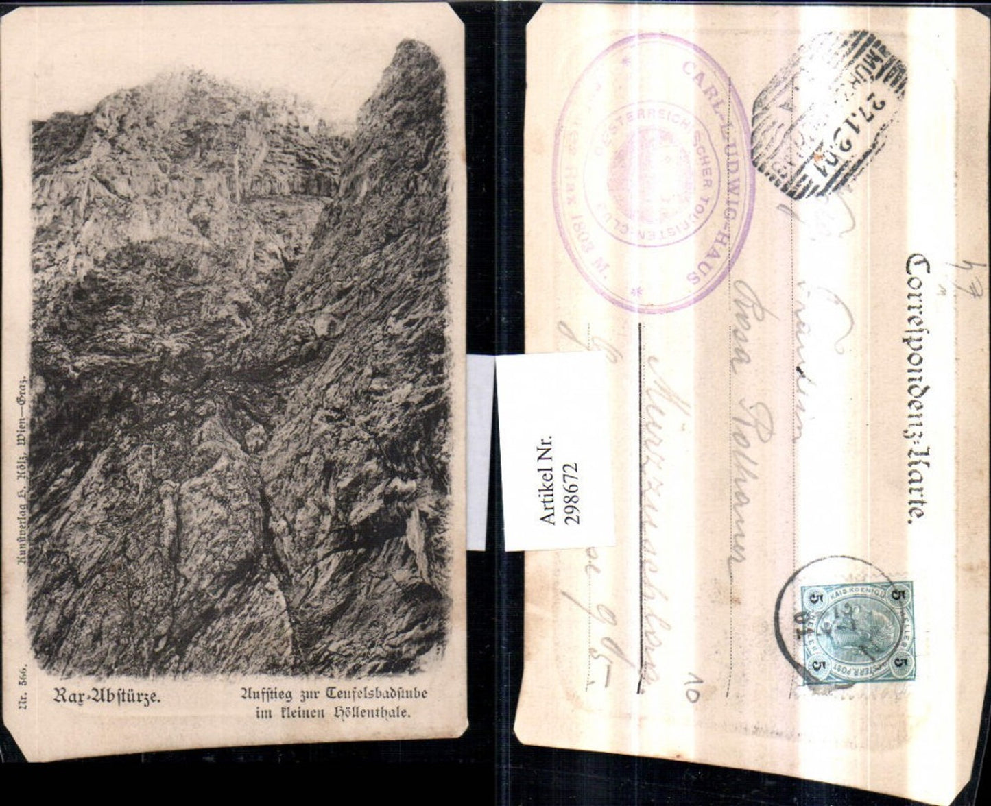 298672,Präge Passepartout Rax Abstürze Aufstieg zur Teufelsbadstube b. Reichenau