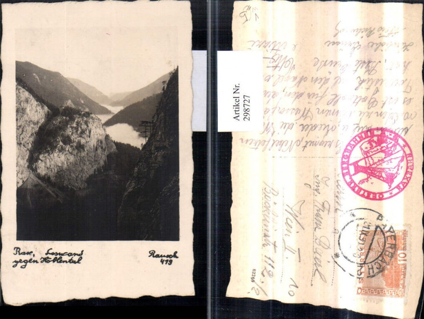 298727,Rax Loswand geg. Höllental Bergkulisse b. Schwarzau pub Rausch 419