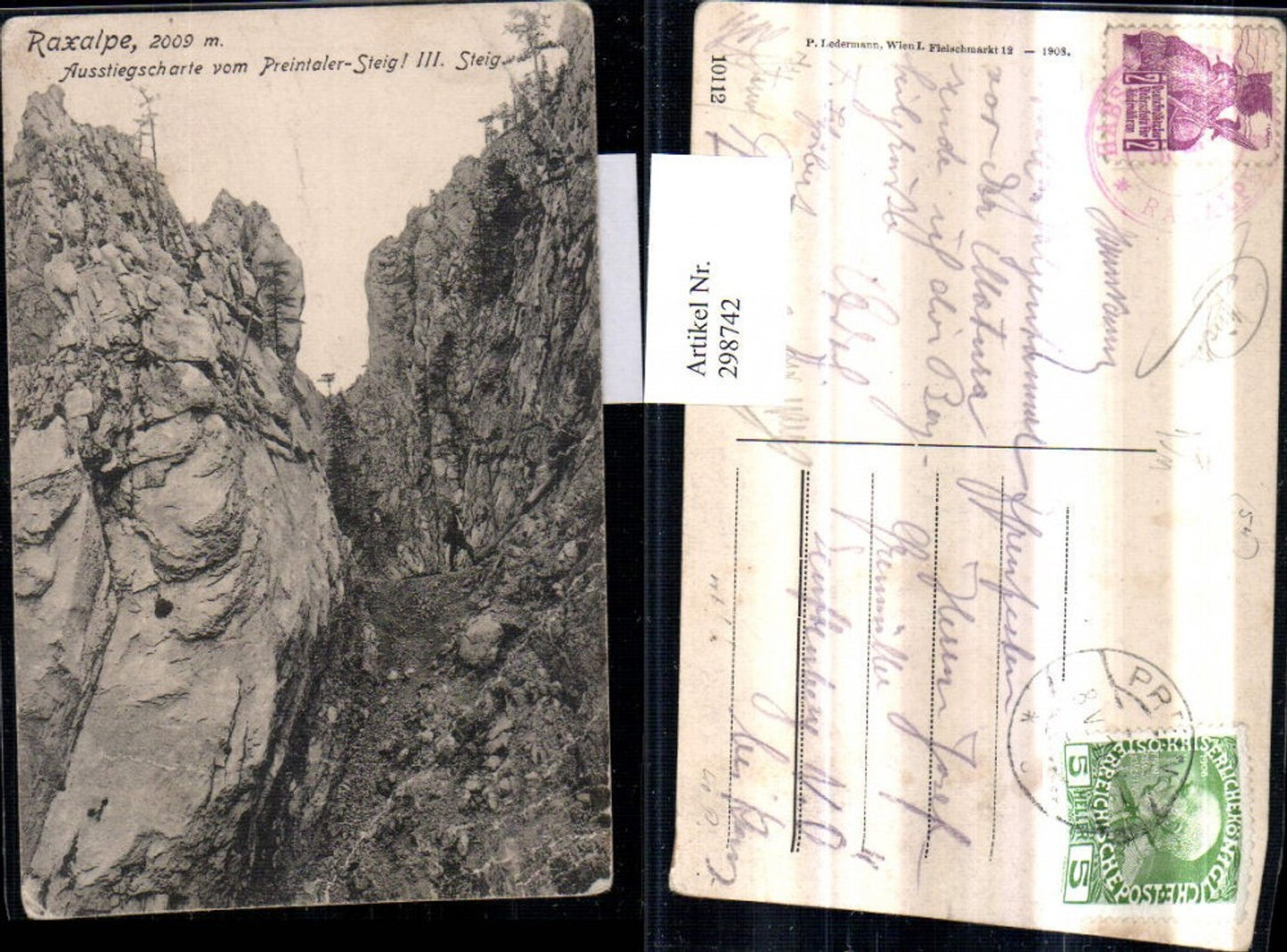 298742,Raxalpe Ausstiegspartie vom Preintaler-Steig b. Prein