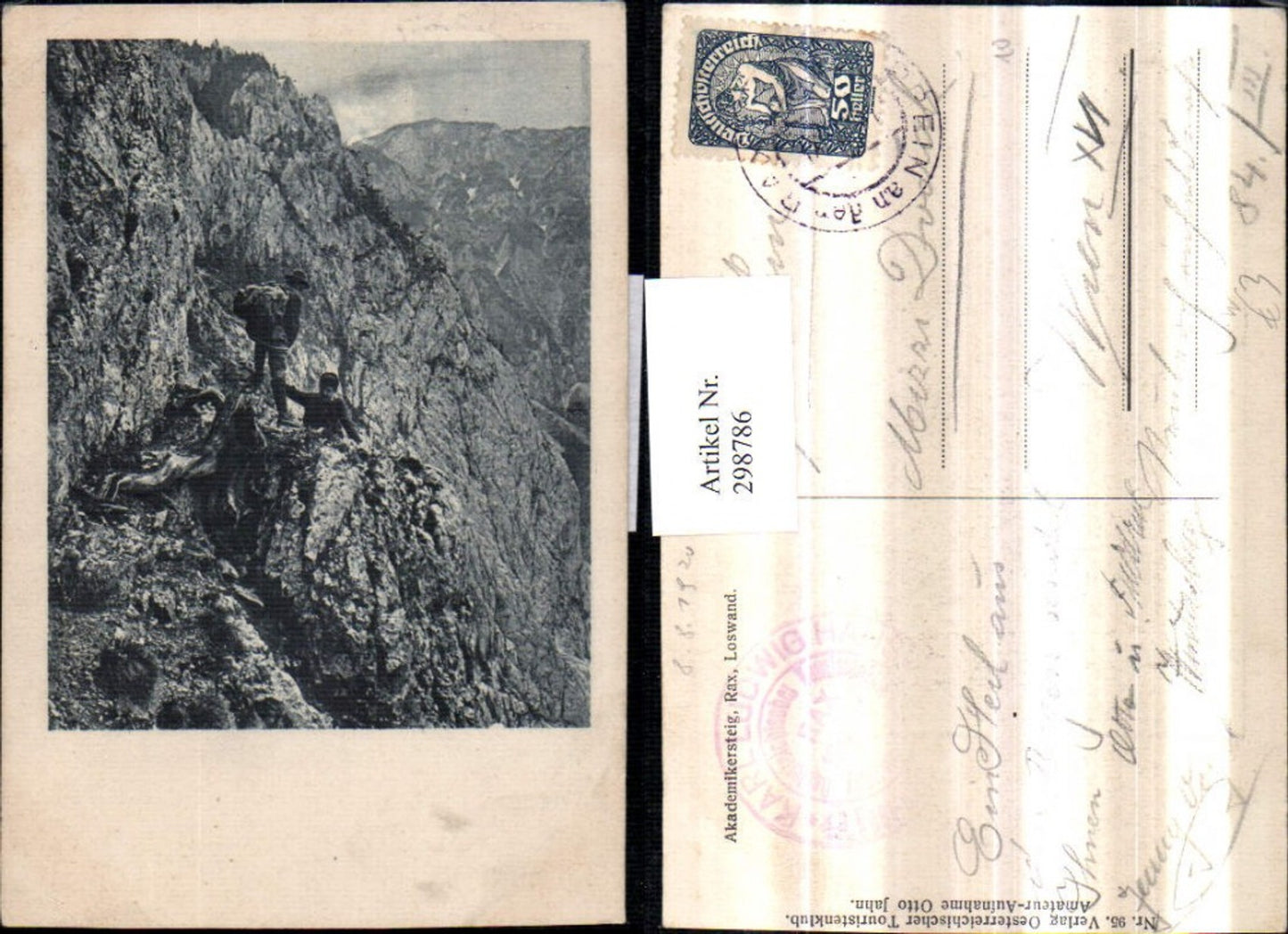 298786,Rax Loswand Akademikersteig Bergkulisse b. Reichenau Schwarzau Bergsteiger