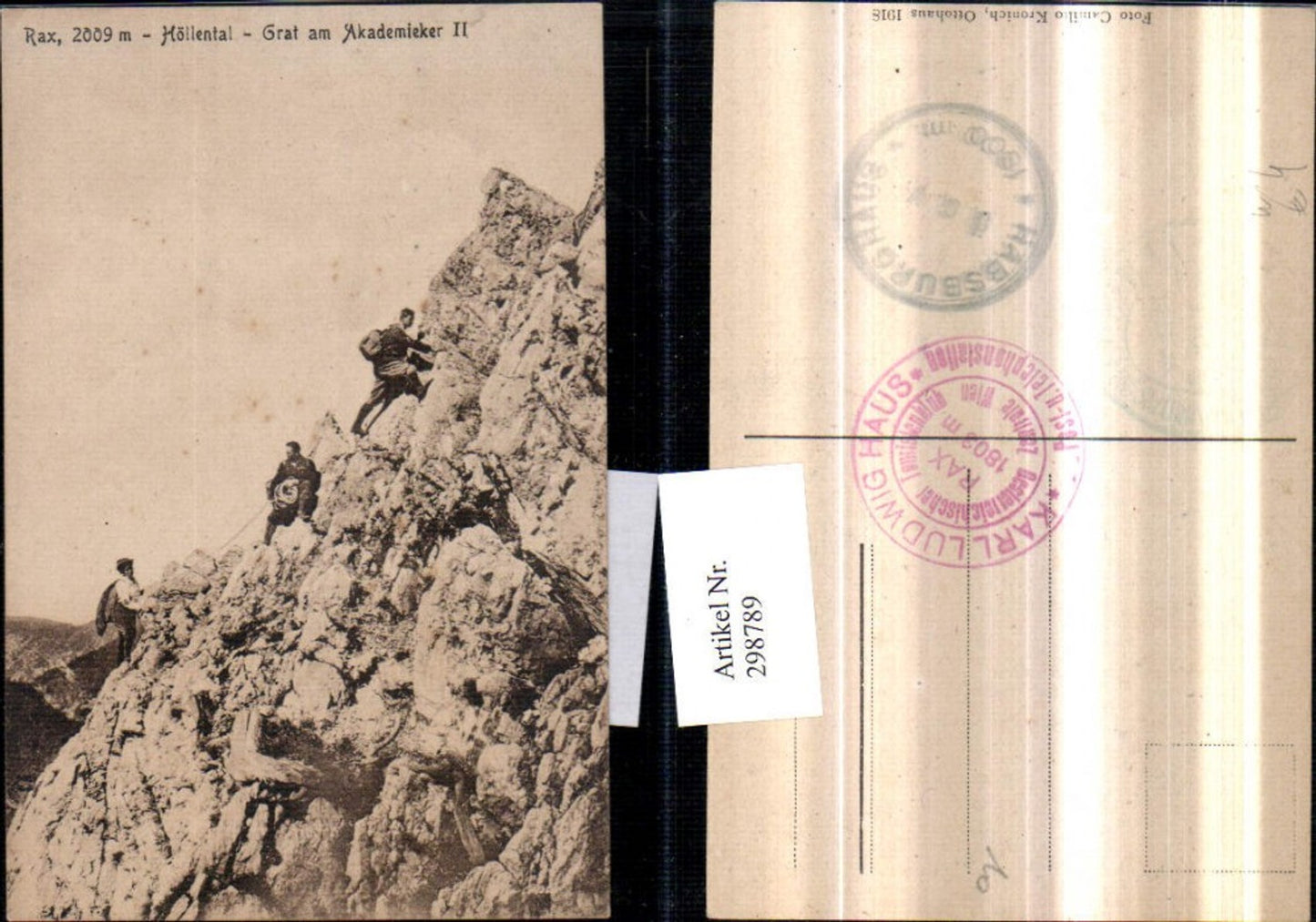 298789,Rax Höllental Grat am Akademiker-Steig b. Schwarzau Bergsteiger