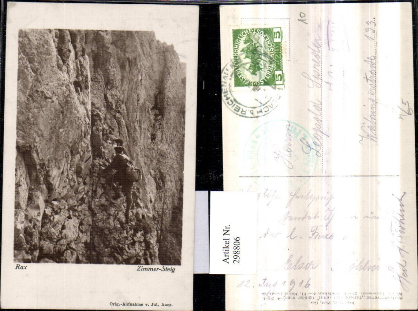 298806,Rax Zimmer-Steig Felswand b. Reichenau Kletterer Bergsteiger pub Brüder Kohn
