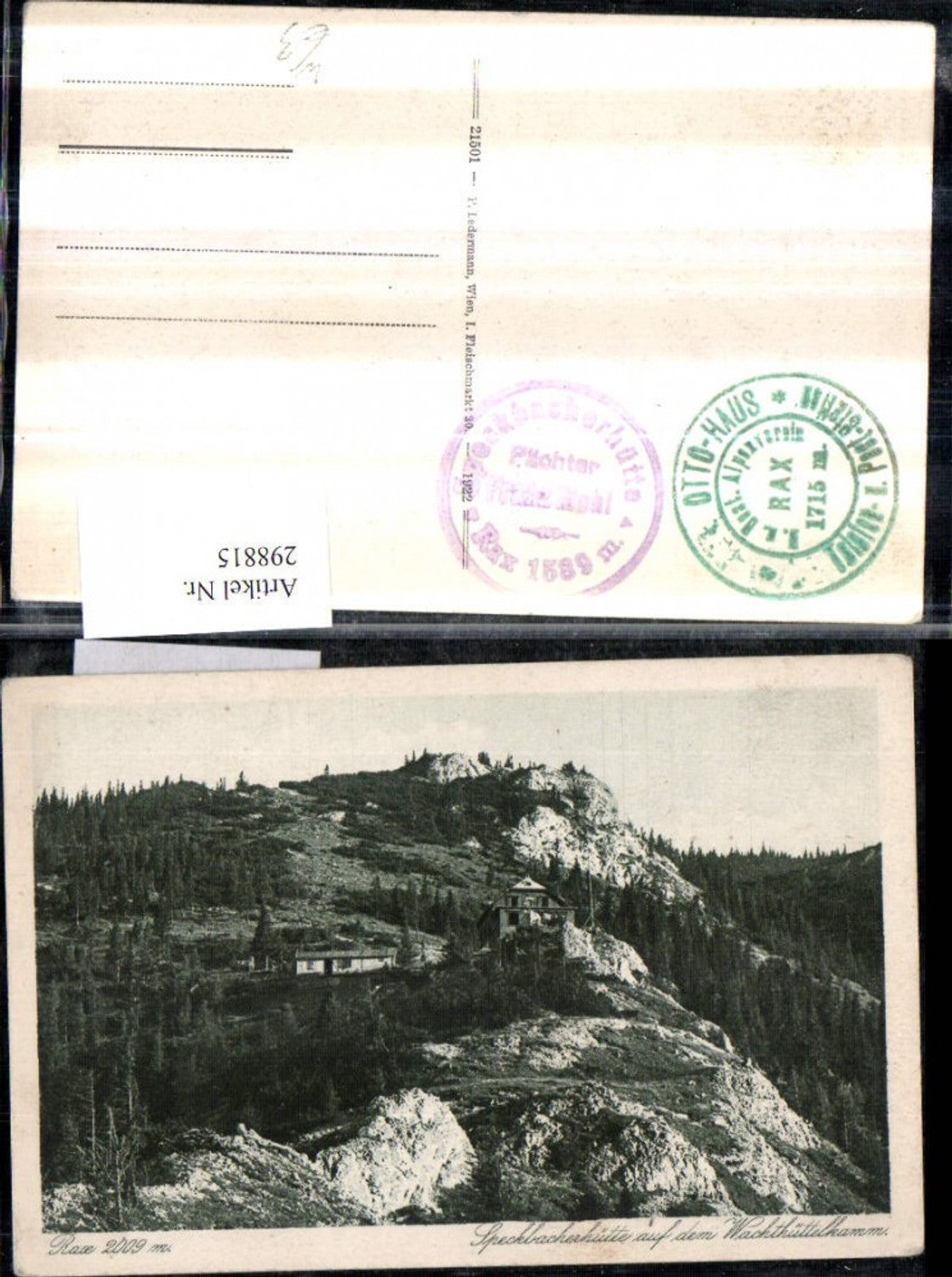 298815,Rax Speckbacherhütte Berghütte auf d. Wachtlhüttelkamm b. Breitenstein