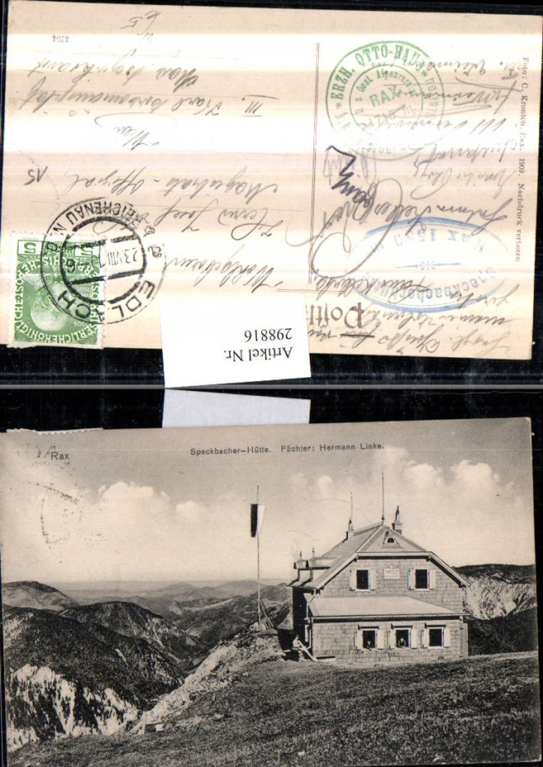 298816,Rax Speckbacherhütte Berghütte Bergkulisse b. Breitenstein