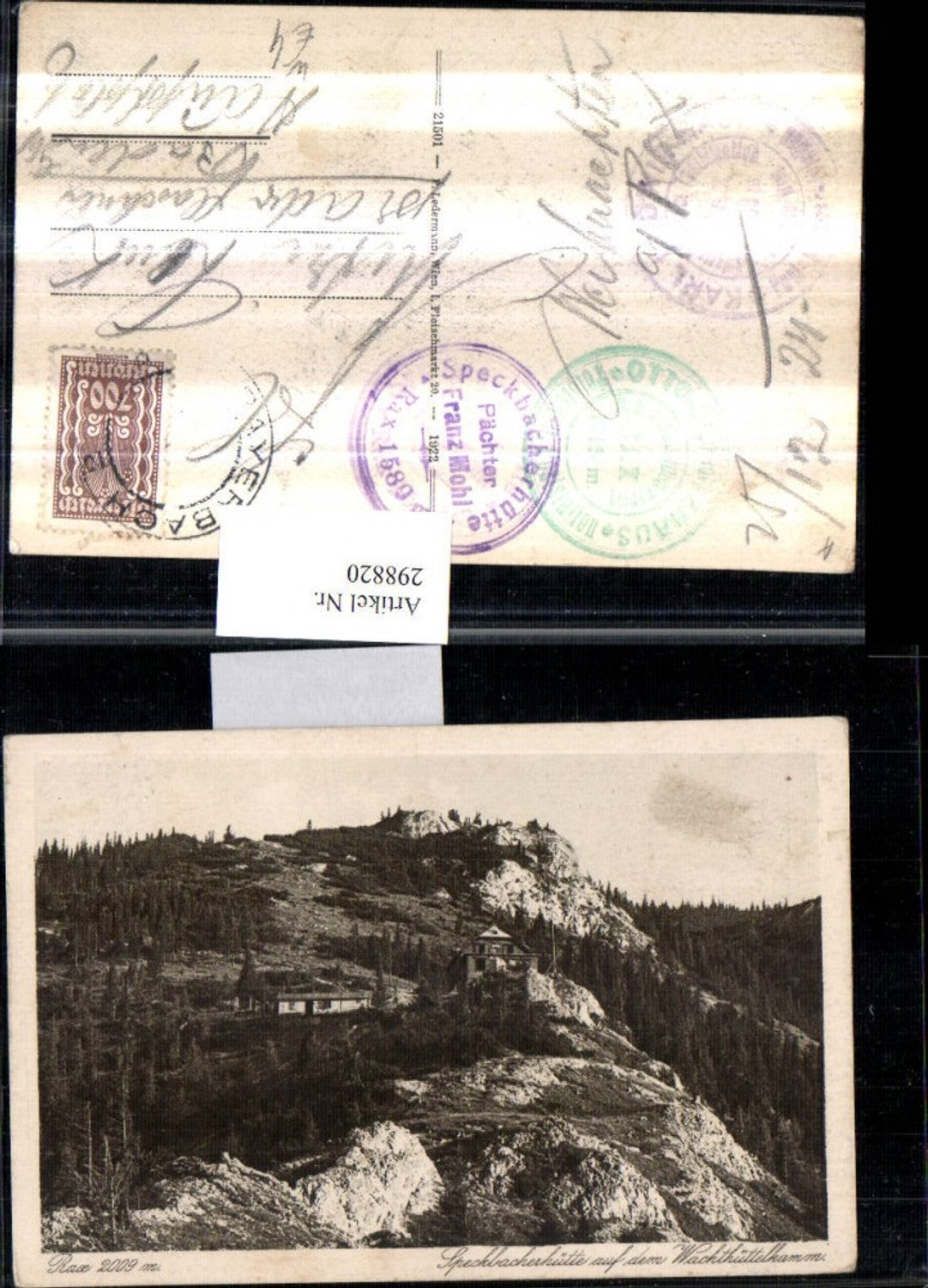 298820,Rax Speckbacherhütte Berghütte auf d. Wachtlhüttelkamm b. Breitenstein