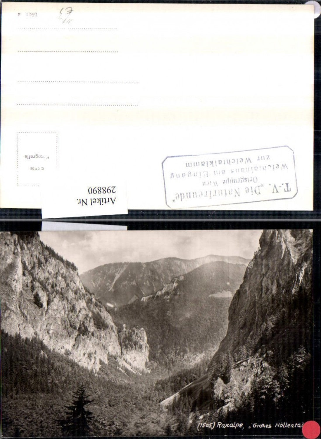 298890,Raxalpe Großes Höllental Bergkulisse b. Schwarzau Reichenau