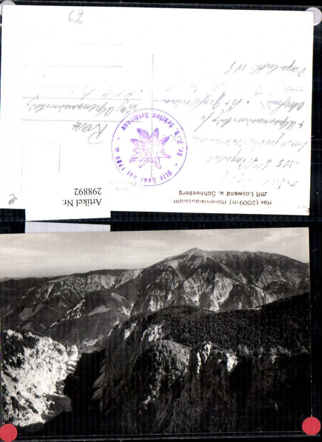 298892,Rax Höllentalaussicht m. Loswand u. Schneeberg Bergkulisse b. Reichenau