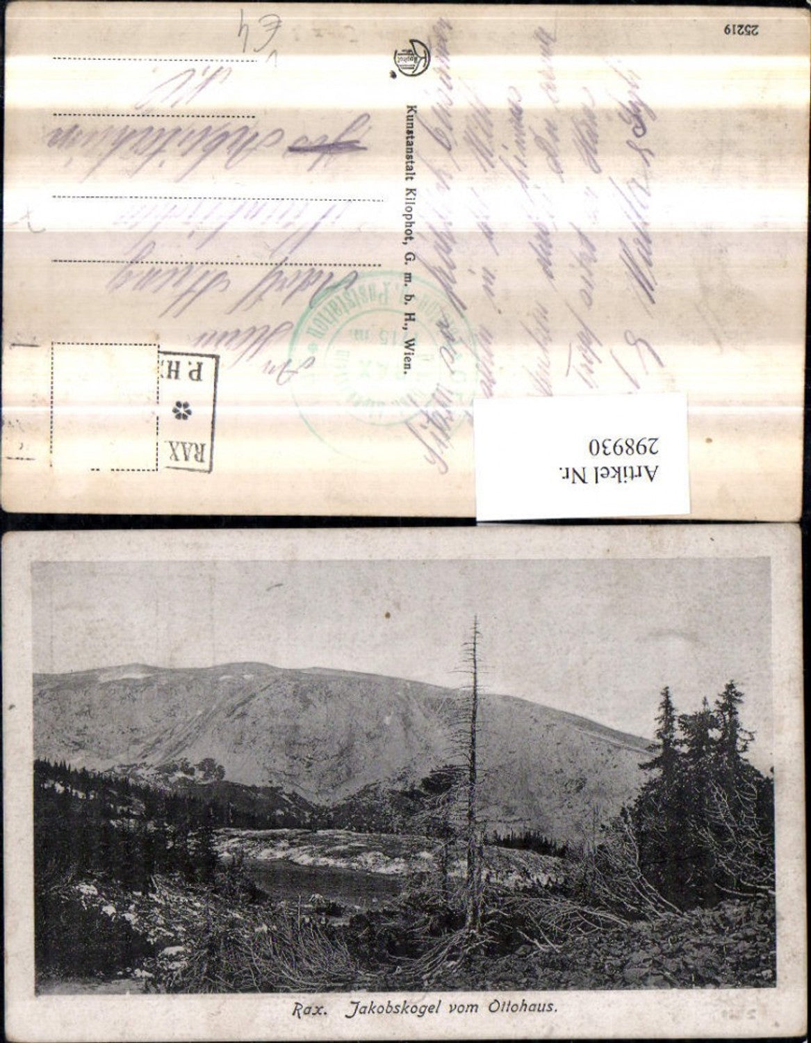 298930,Rax Jakobskogel vom Ottohaus Bergkulisse b. Reichenau pub Kilophot 25219