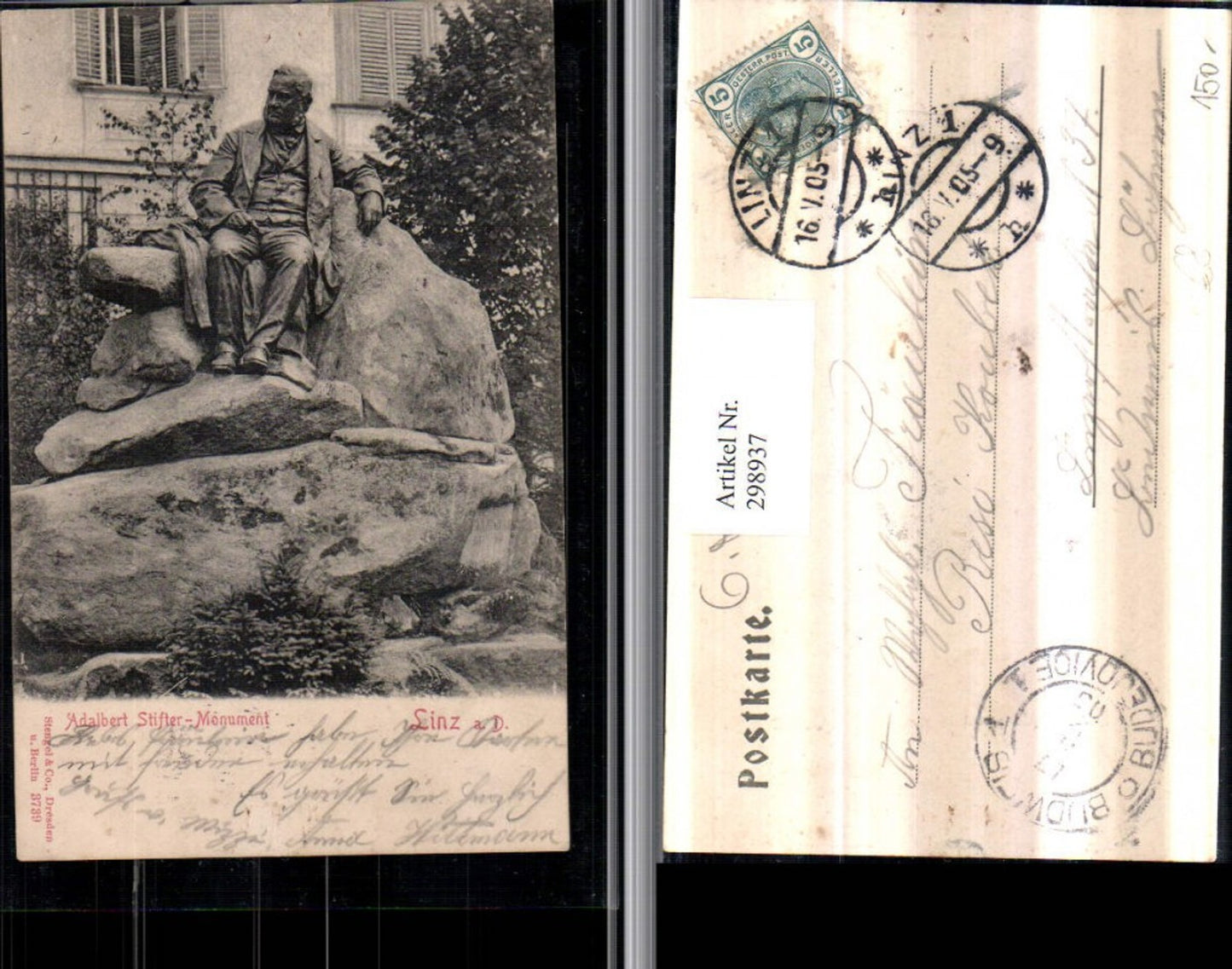 298937,Linz an d. Donau Adalbert-Stifter-Monument pub Stengel & Co 3739