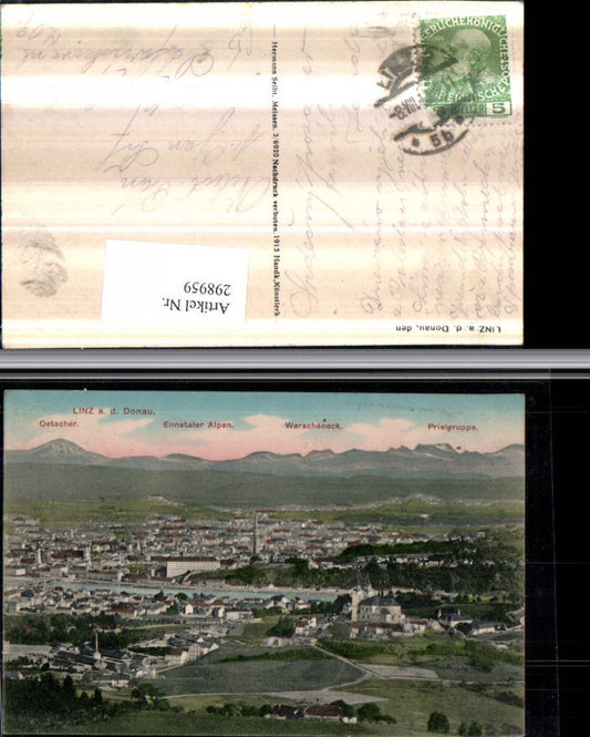 298959,Linz an d. Donau Totale m. Ötscher Alpen Bergkulisse
