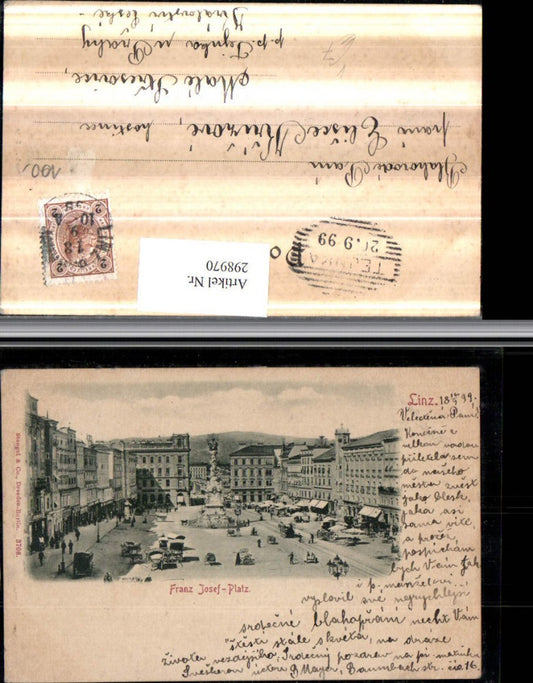 298970,Linz an d. Donau Franz Josef-Platz Pestsäule Geschäfte pub Stengel & Co 3708