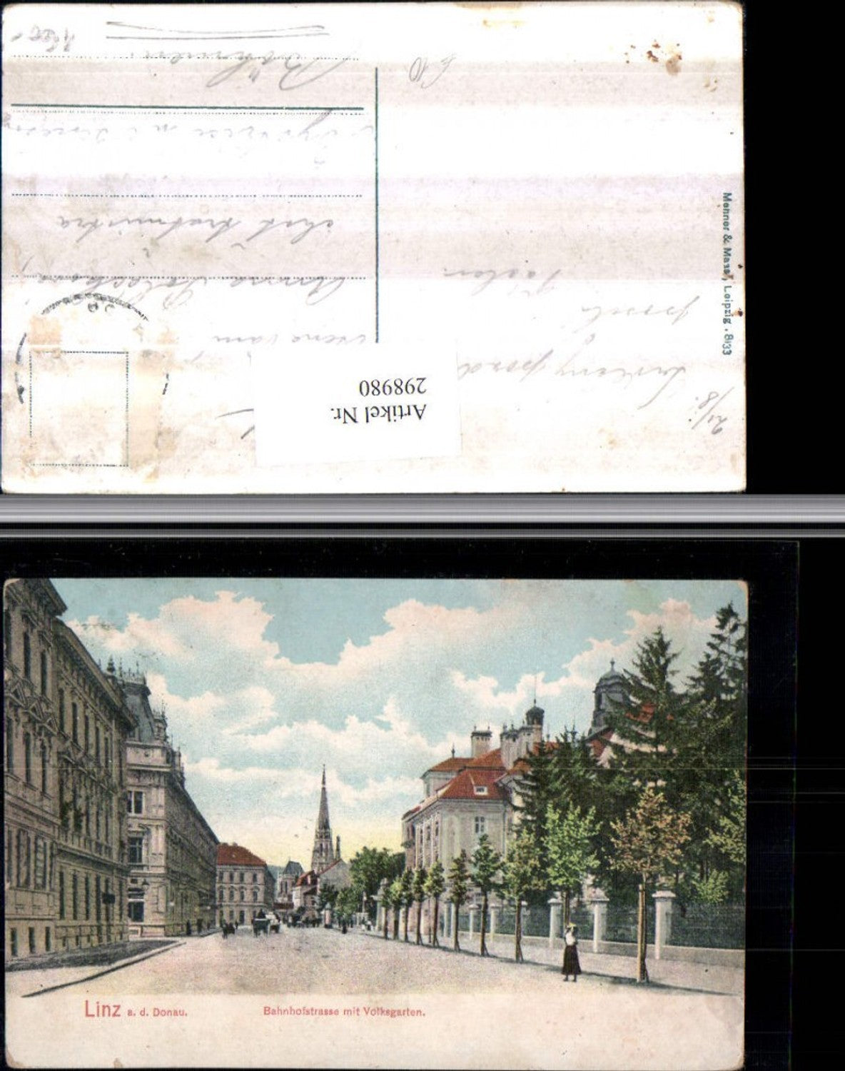 298980,Linz an d. Donau Bahnhofstraße m. Volksgarten Straßenansicht