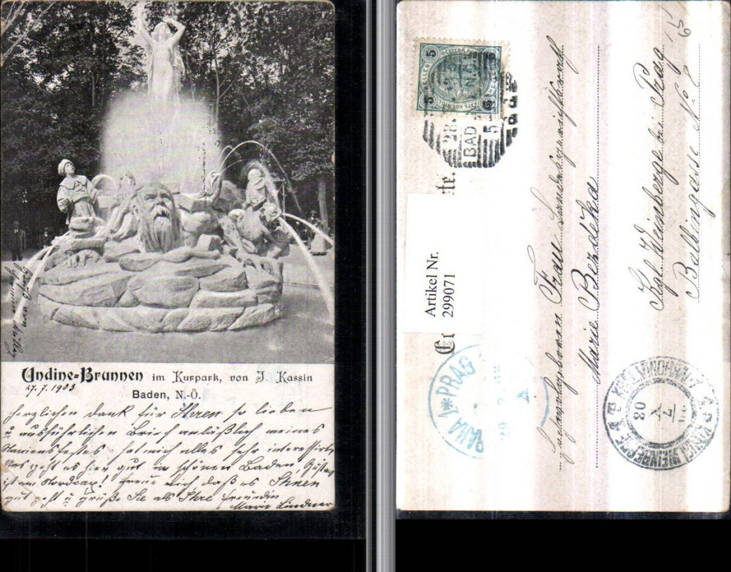 299071,Baden b. Wien Kurpark Undine-Brunnen Brunnen