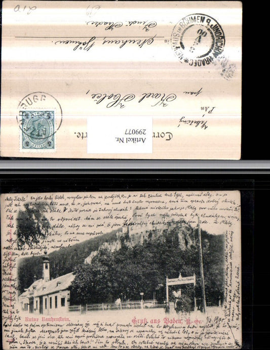 299077,Gruß aus Baden b. Wien Ruine Rauhenstein