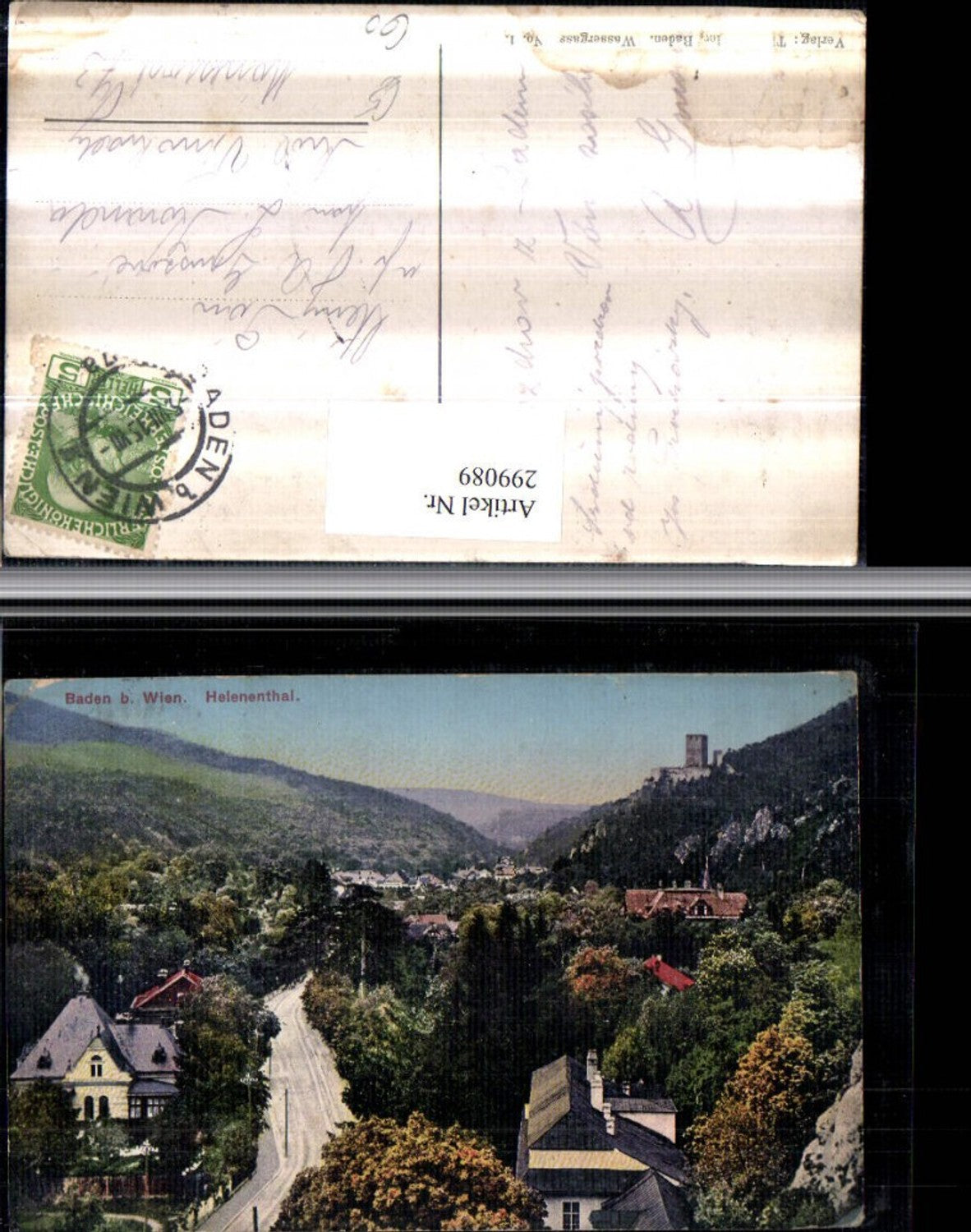 299089,Baden b. Wien Helenental Totale m. Ruine