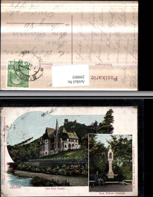 299093,Baden b. Wien Villa Erzherzog Eugen u. Erzherzog Wilhelm Denkmal Mehrbildkarte