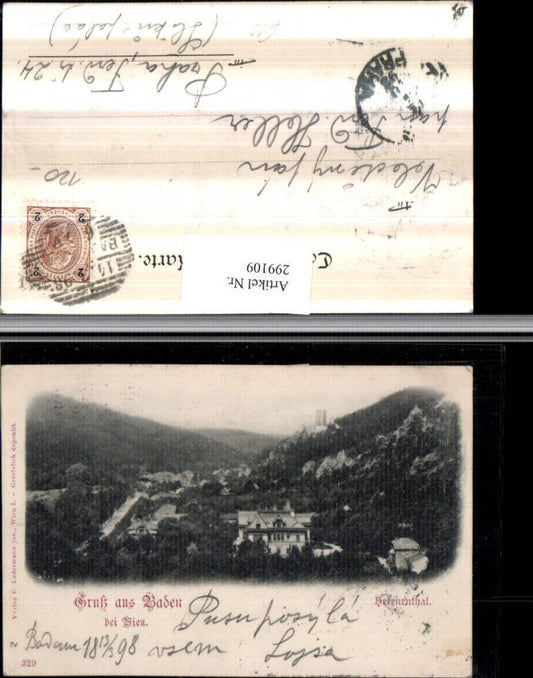 299109,Gruß aus Baden b. Wien Helenental Totale m. Ruine