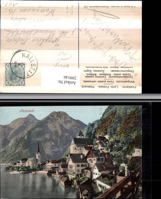 299146,Hallstatt Teilansicht Kirche Bergkulisse pub F. E. Brandt 112