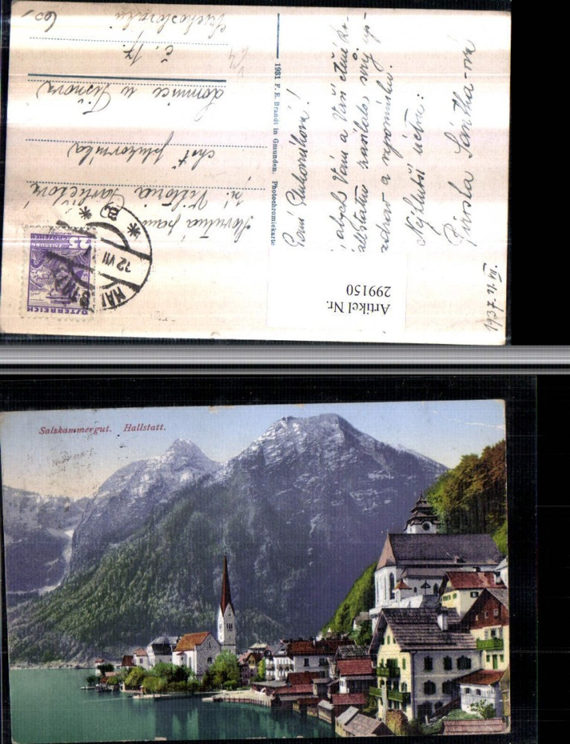 299150,Hallstatt Teilansicht Kirche Bergkulisse pub F. E. Brandt 285