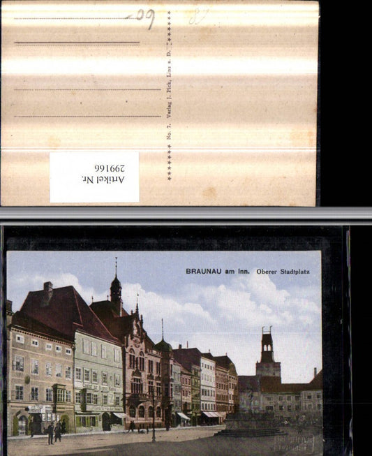 299166,Braunau am Inn Oberer Stadtplatz Straßenansicht Brunnen Gasthof