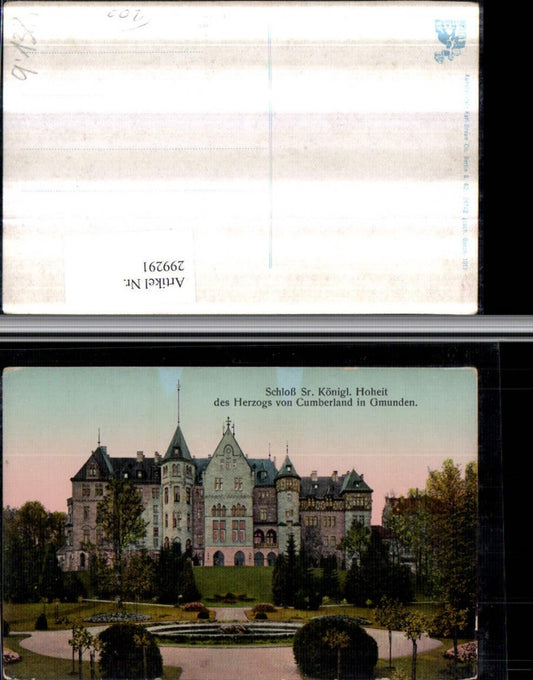 299291,Gmunden Schloss Sr. Königliche Hoheit des Herzogs von Cumberland schillernde Fenster