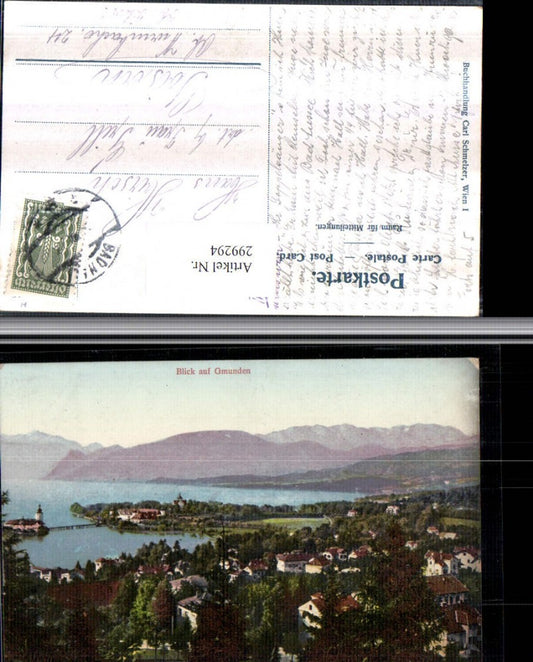 299294,Gmunden Totale m. Schloss Orth Ort Bergkulisse