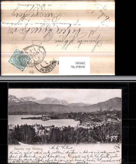 299301,Gmunden Totale vom Weinberg Bergkulisse