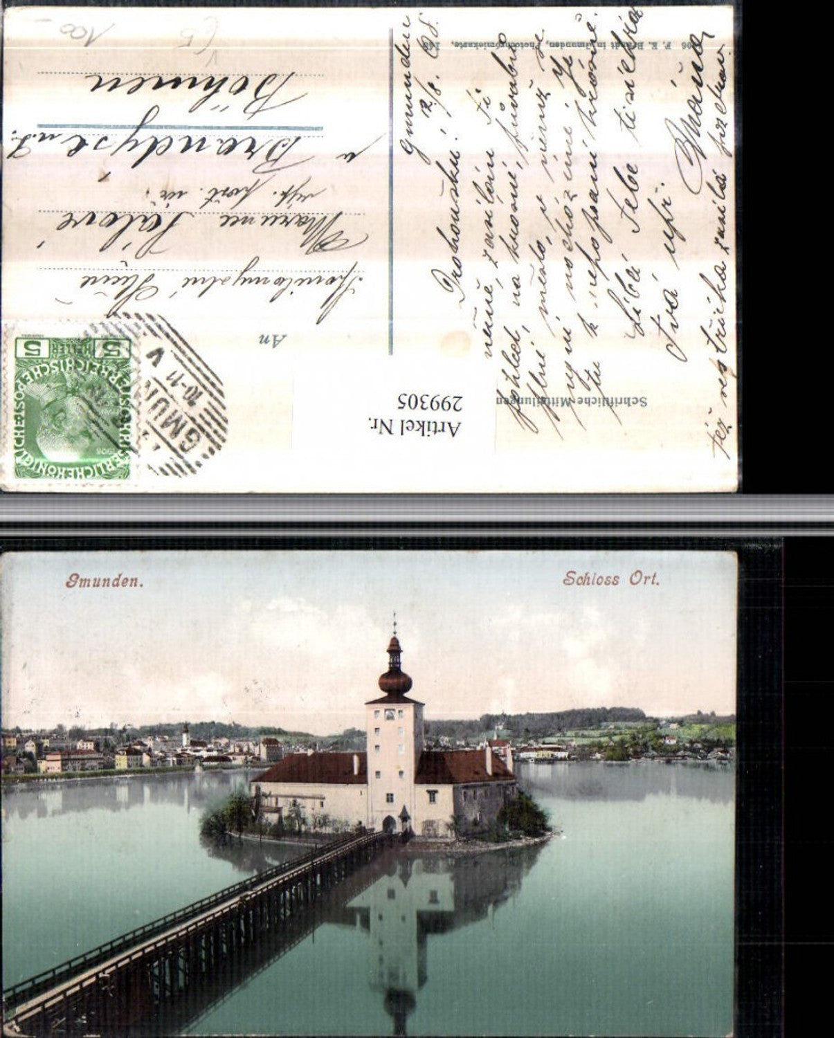 299305,Gmunden Teilansicht Schloss Ort Orth Brücke pub F. E. Brandt 145