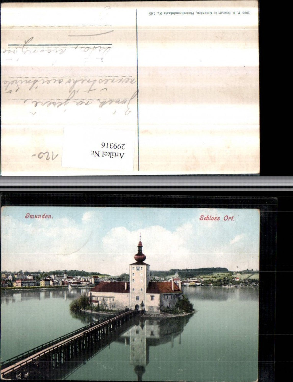 299316,Gmunden Teilansicht Schloss Ort Orth Brücke pub F. E. Brandt 145