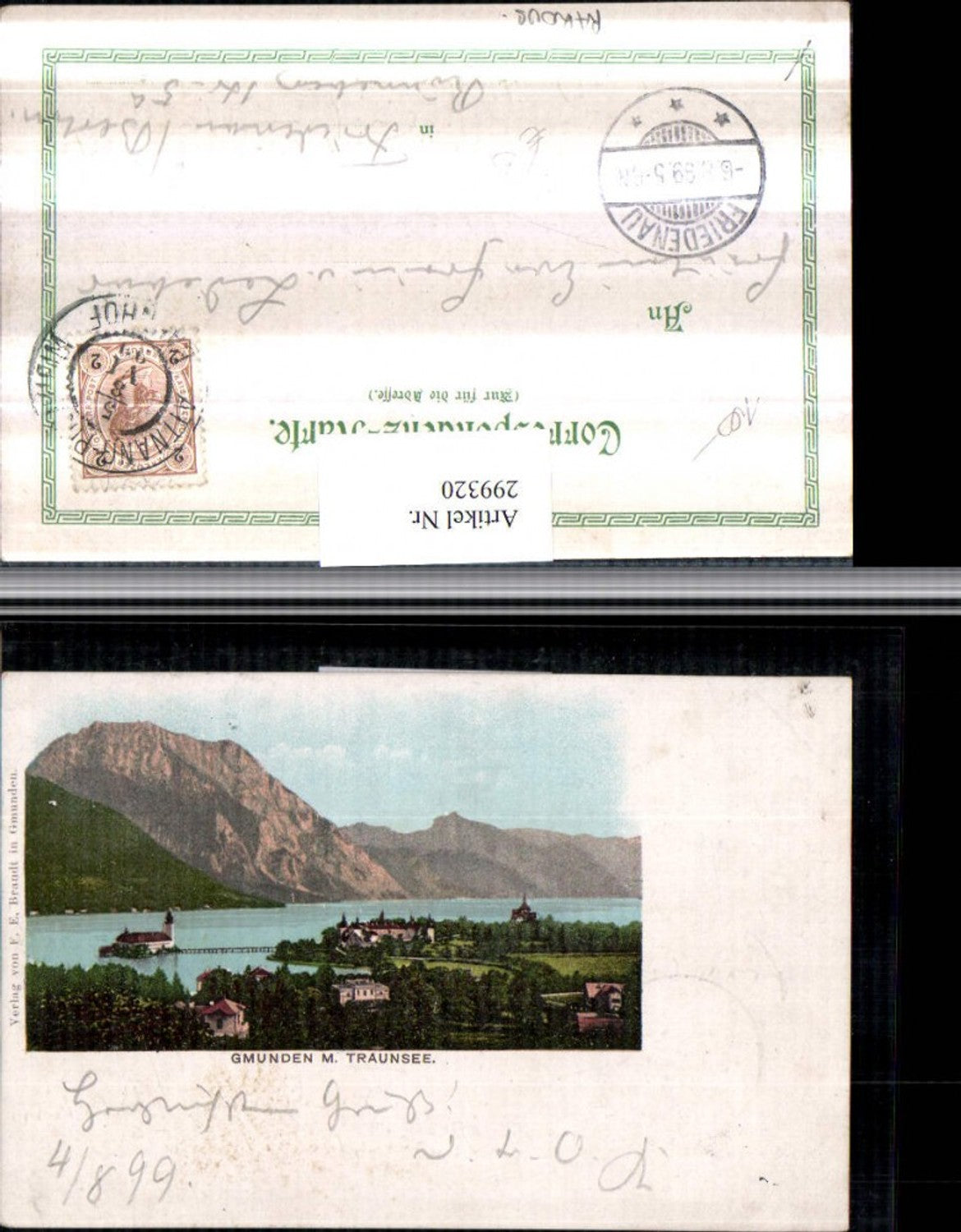 299320,Gmunden Schloss Ort Orth Traunsee Bergkulisse pub F. E. Brandt