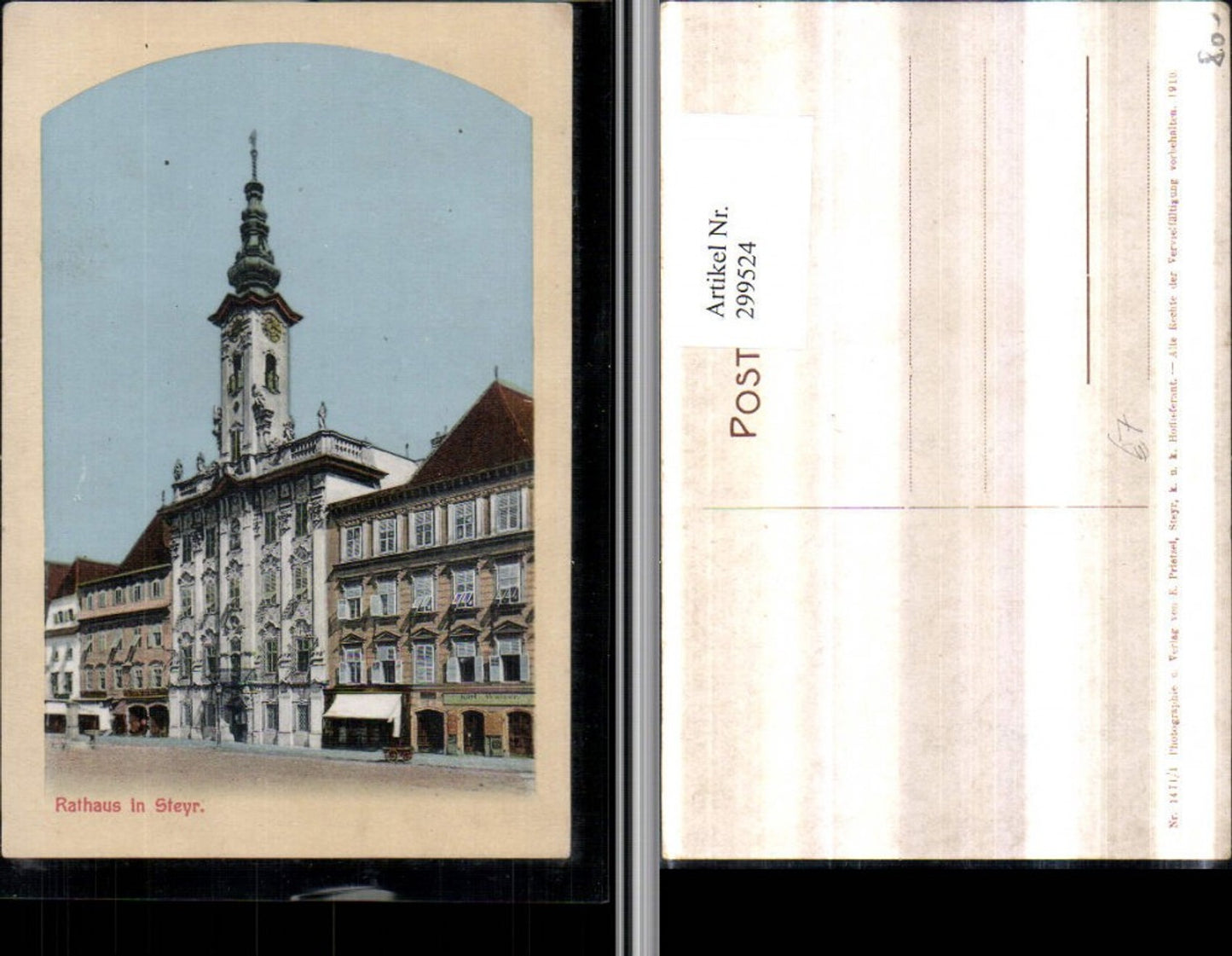 299524,Steyr Rathaus Turm Geschäfte