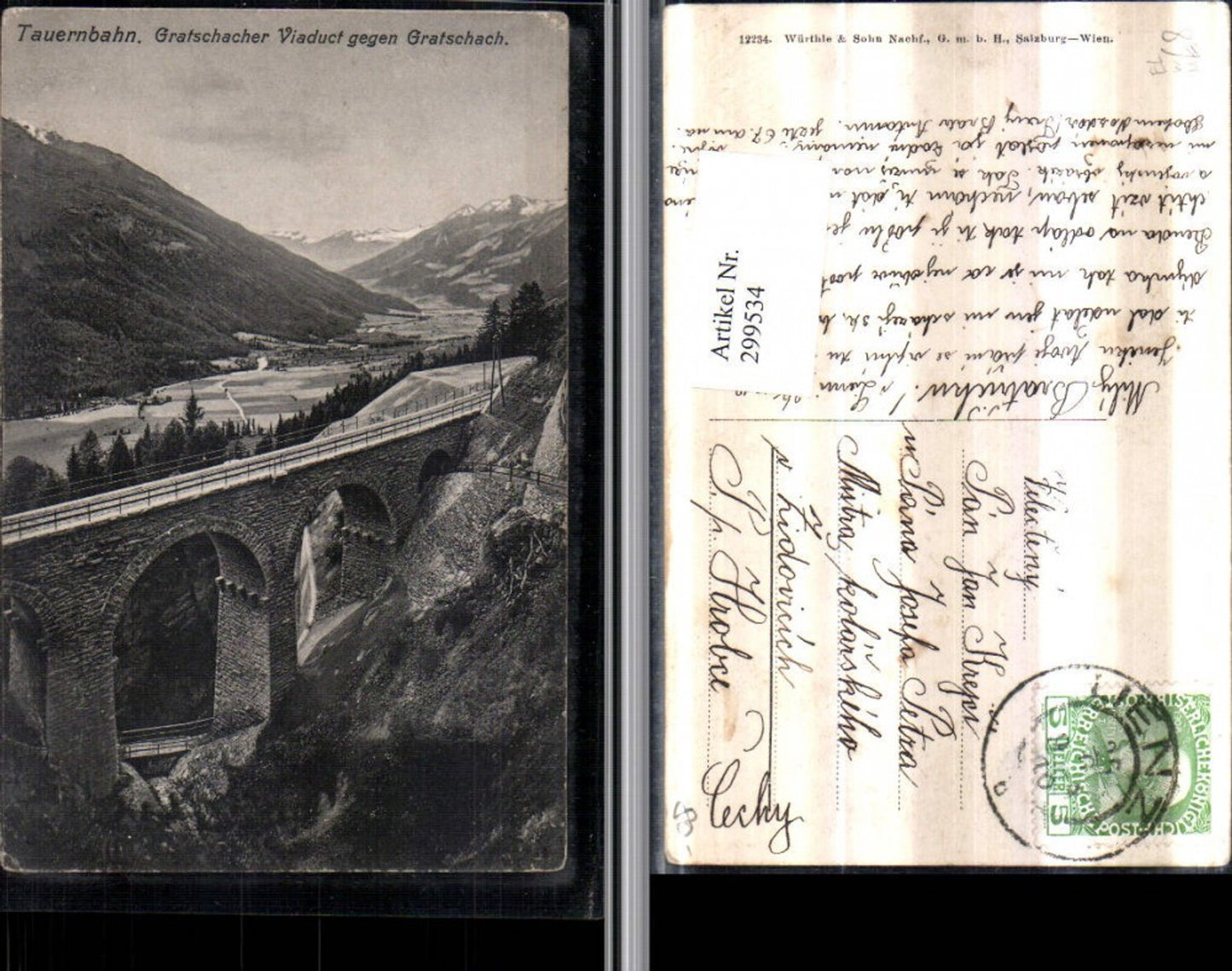 299534,Tauernbahn Gratschacher Viadukt geg. Gratschach Bergkulisse