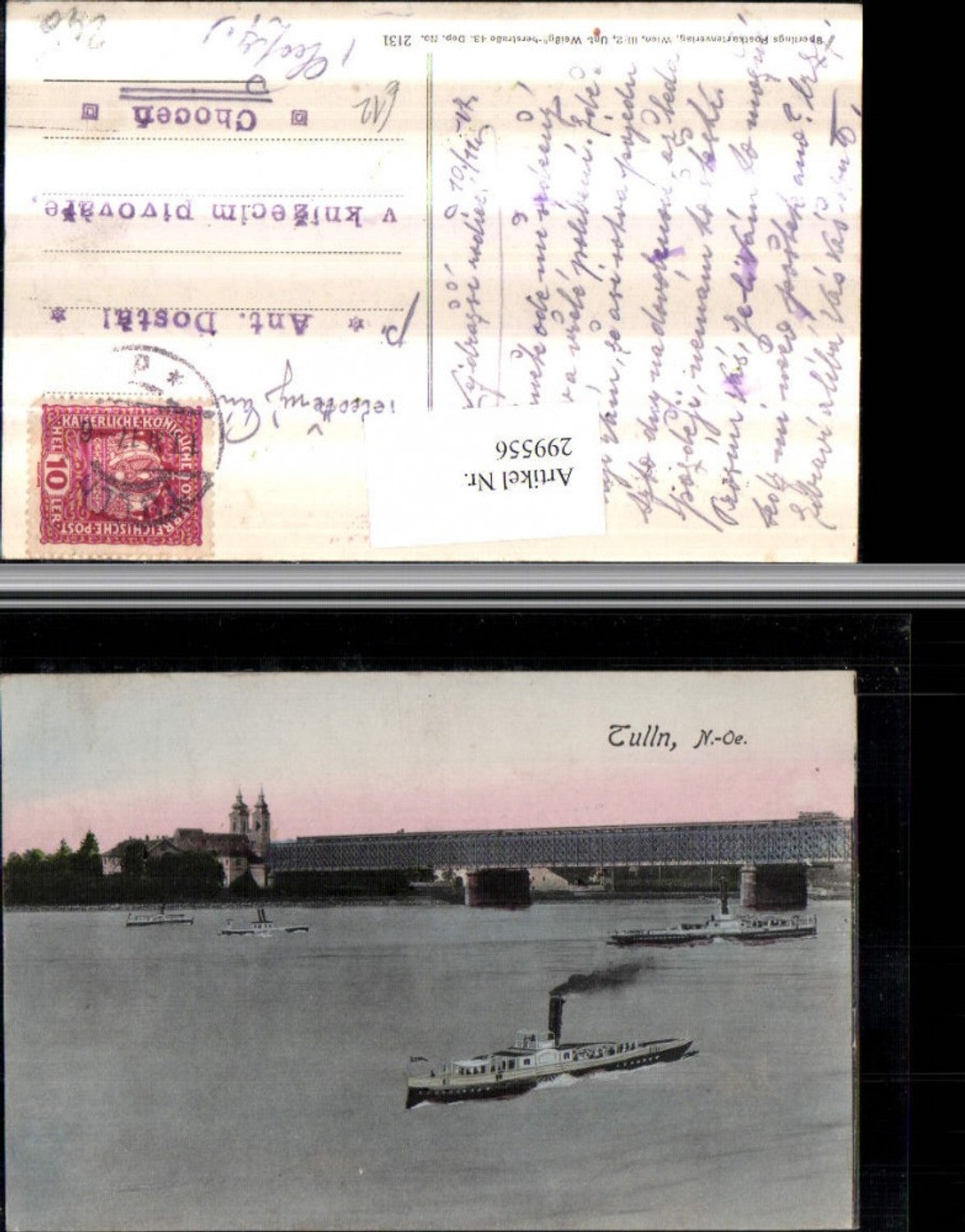 299556,Tulln an d. Donau Brücke Dampfer Kirche pub Sperling 2131