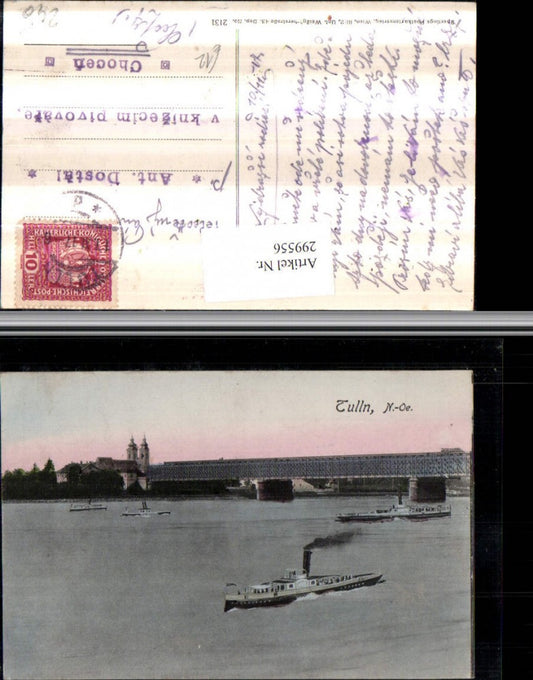 299556,Tulln an d. Donau Brücke Dampfer Kirche pub Sperling 2131