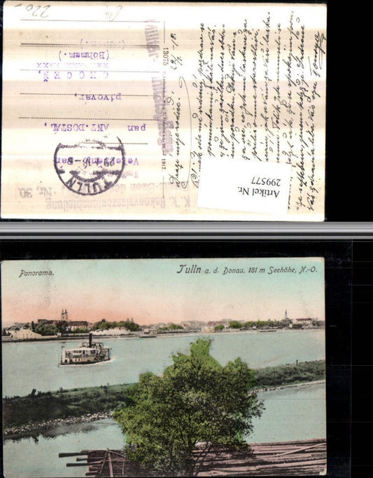 299577,Tulln an d. Donau Teilansicht Panorama Dampfer