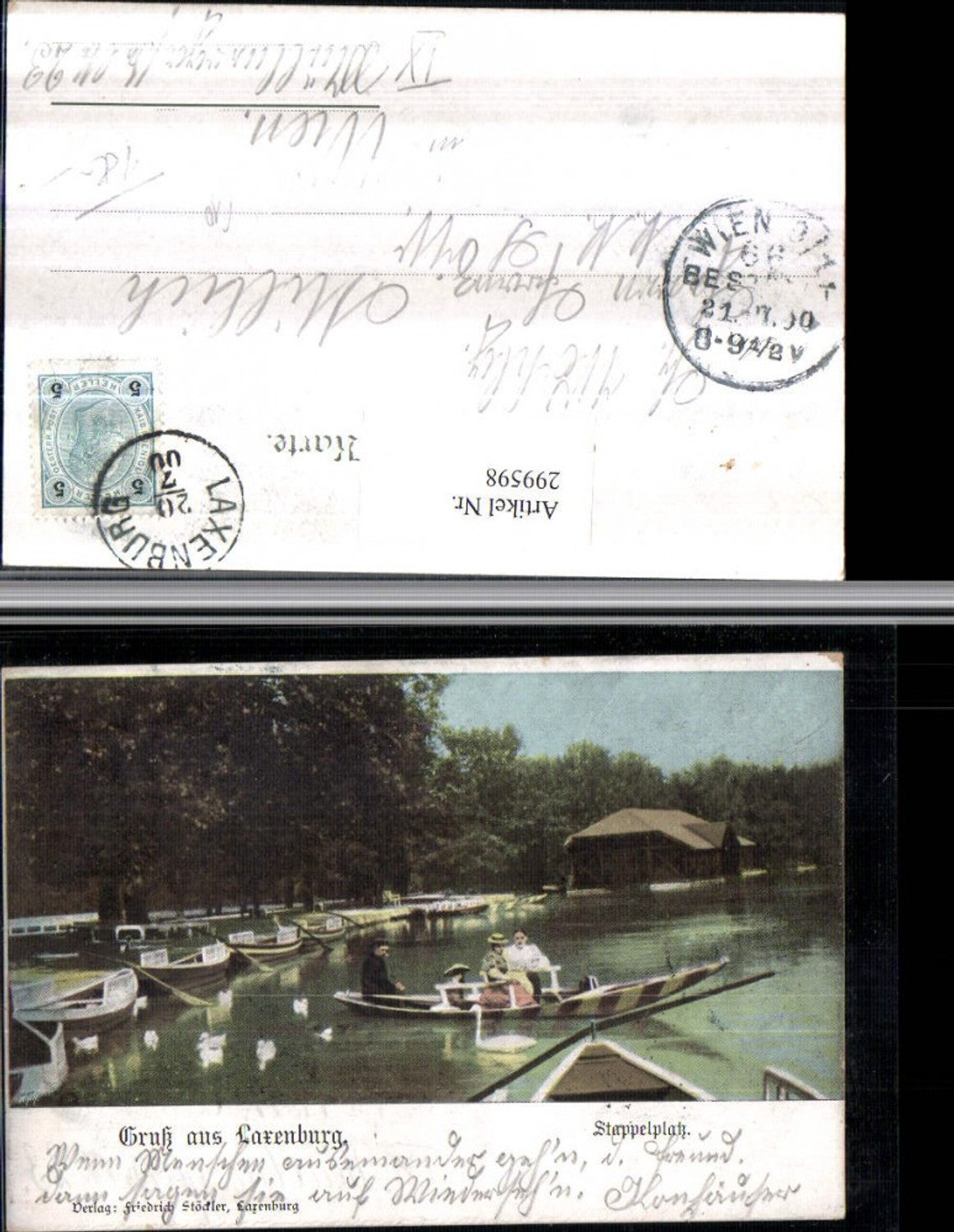299598,Gruß aus Laxenburg Stappelplatz Boote Ruderboot Schwäne