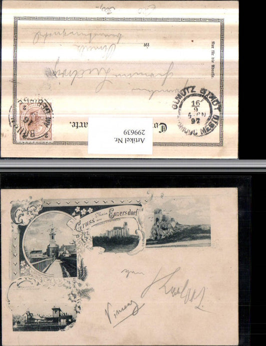 299639,Litho Gruß aus Maria Enzersdorf Kirche Restauration Schloss Liechtenstein Mehrbildkarte