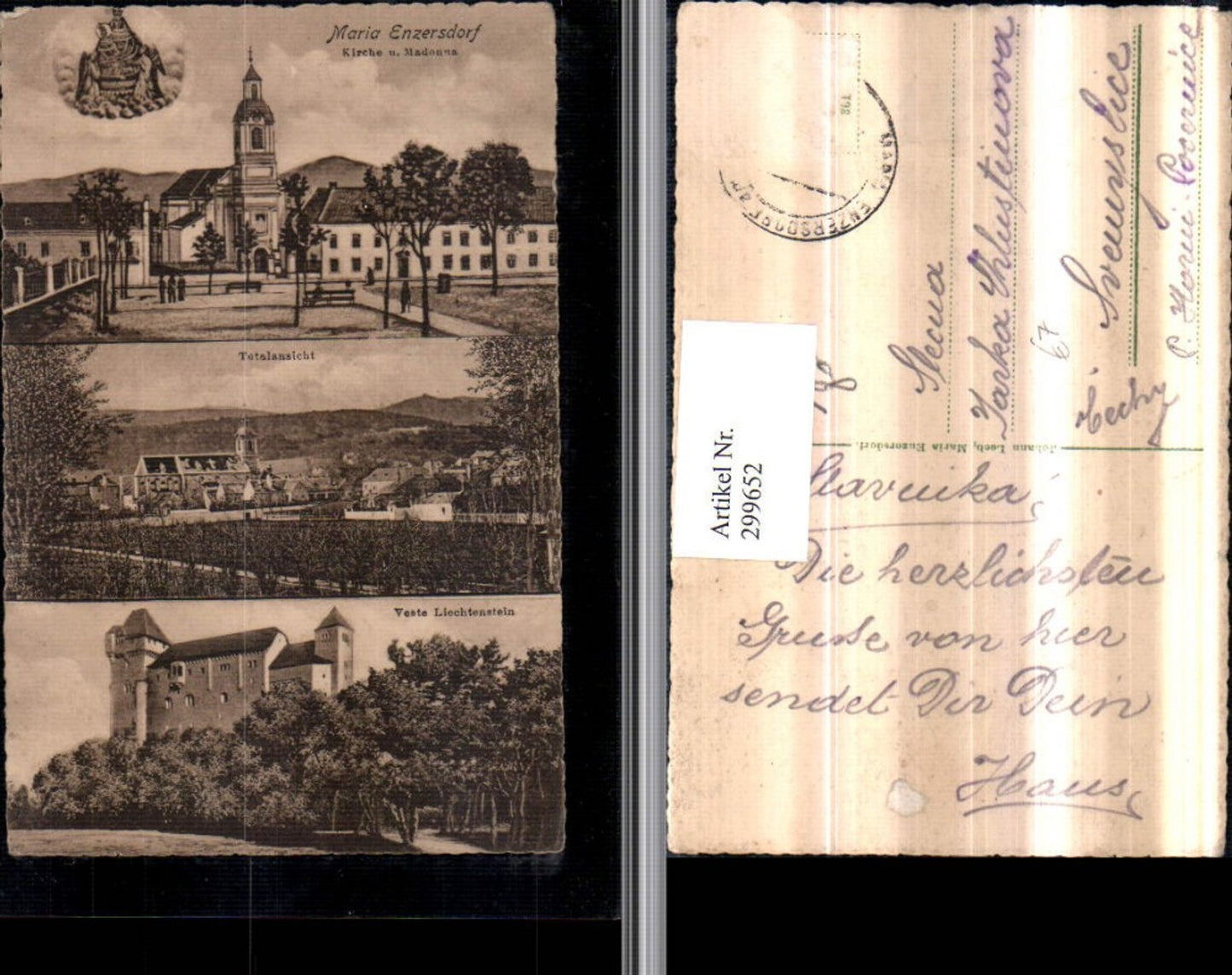 299652,Maria Enzersdorf Totale Burg Liechtenstein Kirche Gnadenbild Mehrbildkarte