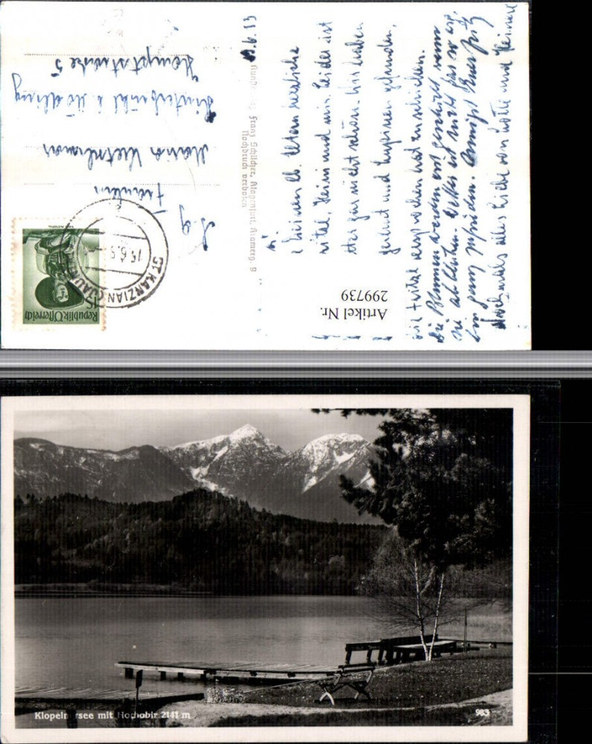 299739,Klopeinersee See b. St. Kanzian m. Hochobir Bergkulisse pub Franz Schilcher 983