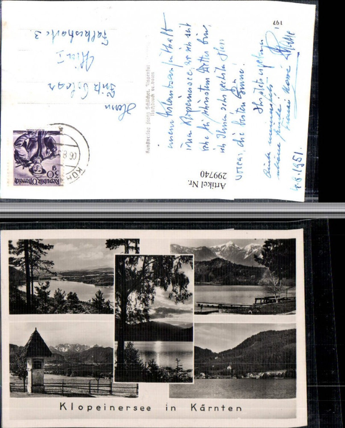 299740,Klopeinersee See b. St. Kanzian Bildstock Mehrbildkarte pub Franz Schilcher 197