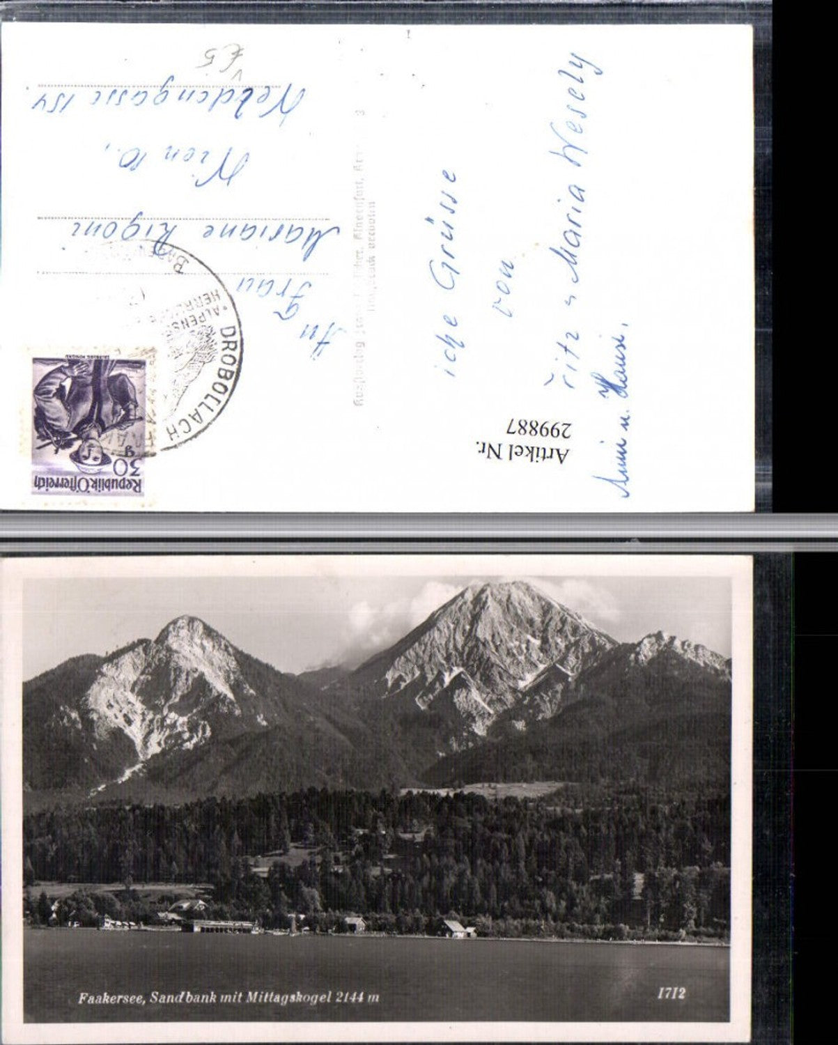 299887,Faakersee b. Faak Sandbank m. Mittagskogel Bergkulisse pub Franz Schilcher 1712
