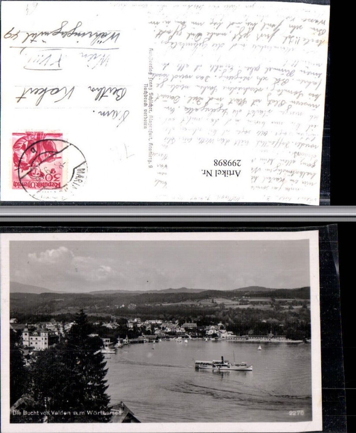 299898,Velden am Wörthersee Totale Bucht Dampfer pub Franz Schilcher 2275