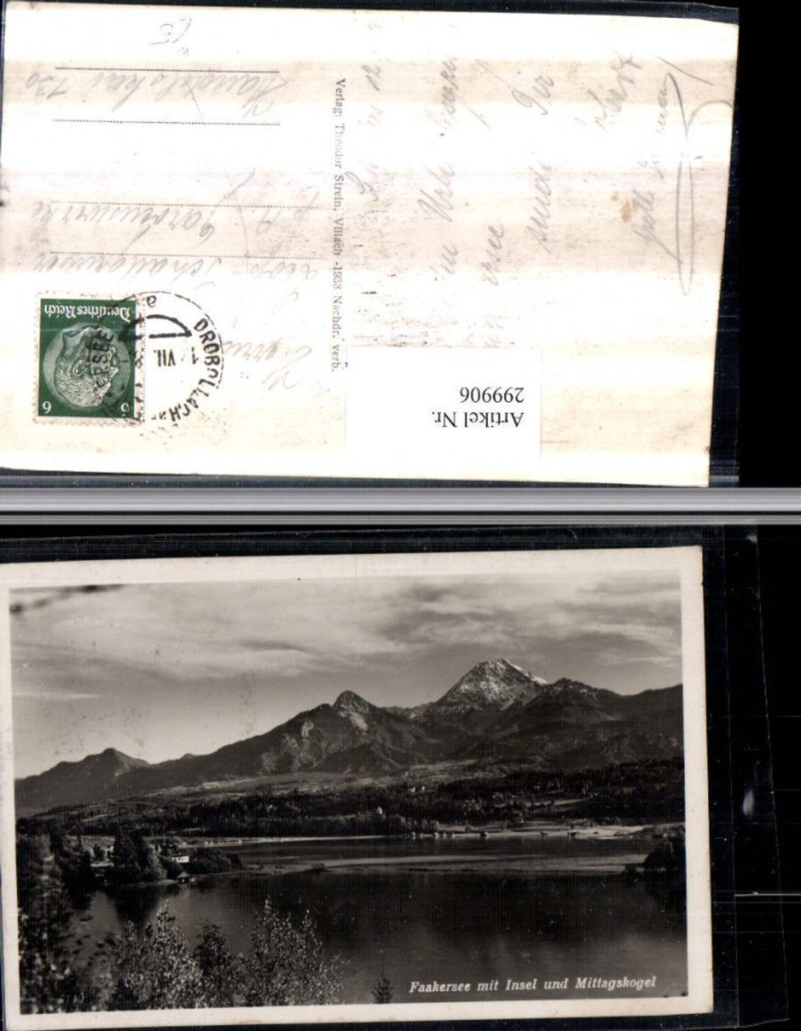 299906,Faakersee b. Faak m. Insel u. Mittagskogel Bergkulisse