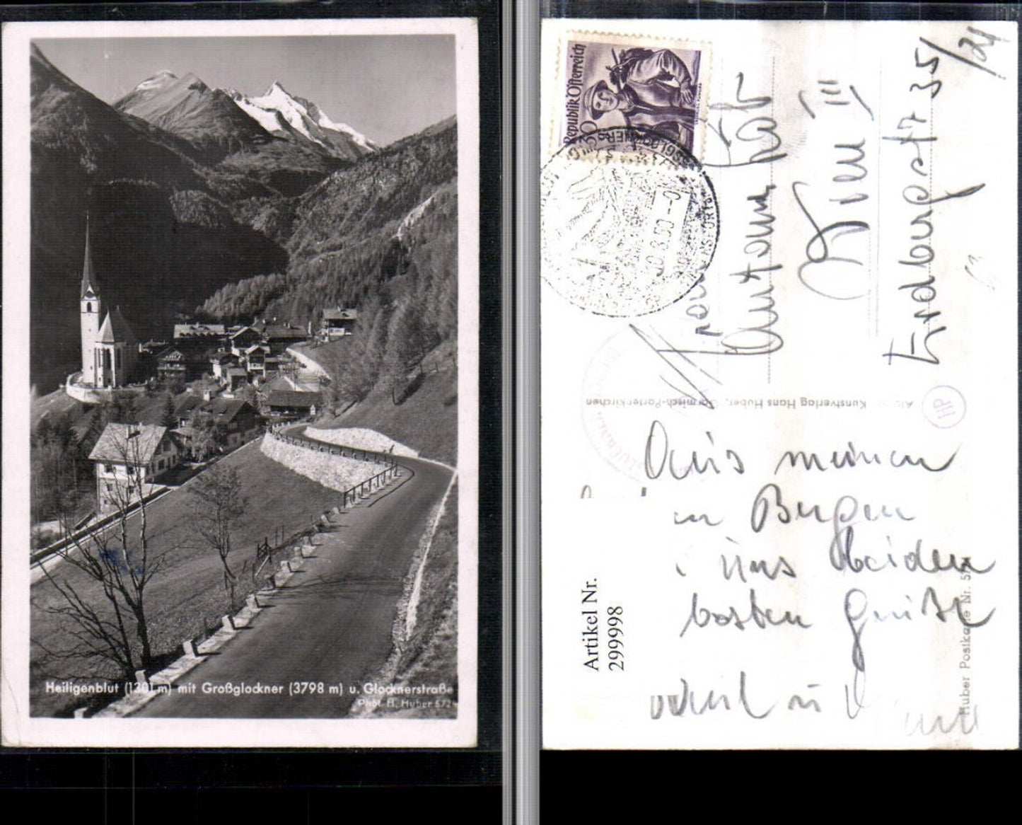 299998,Heiligenblut Totale Kirche m. Großglockner u. Glocknerstraße Bergkulisse