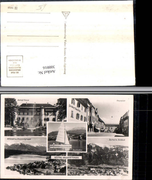 300016,Spittal Millstatt Totale Schloss Porcia Gasthof neue Post Segelboot Mehrbildkarte