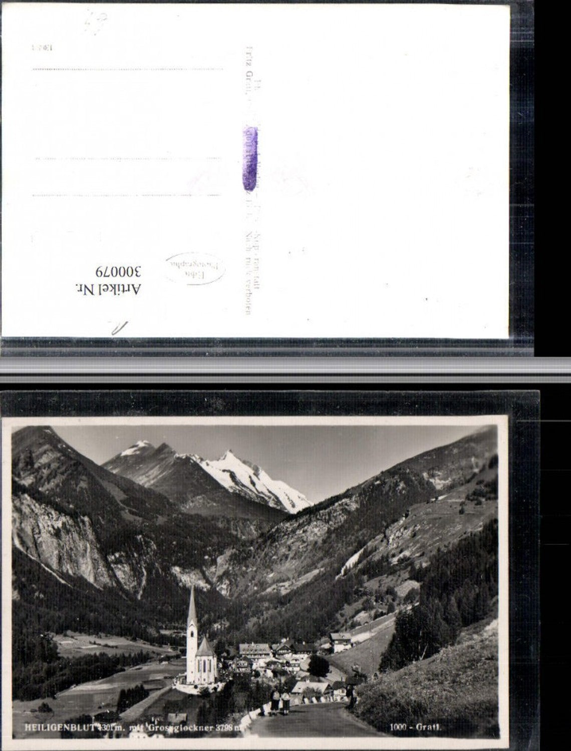 300079,Heiligenblut Totale Kirche m. Großglockner Bergkulisse