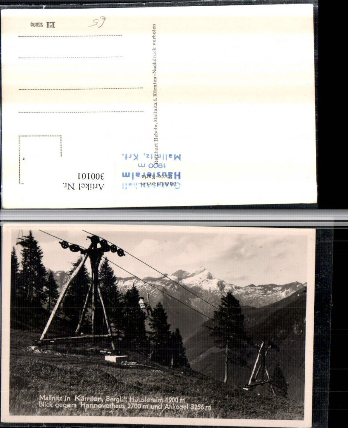 300101,Mallnitz Berglift Sessellift Häusleralm geg. Ankogel Bergkulisse
