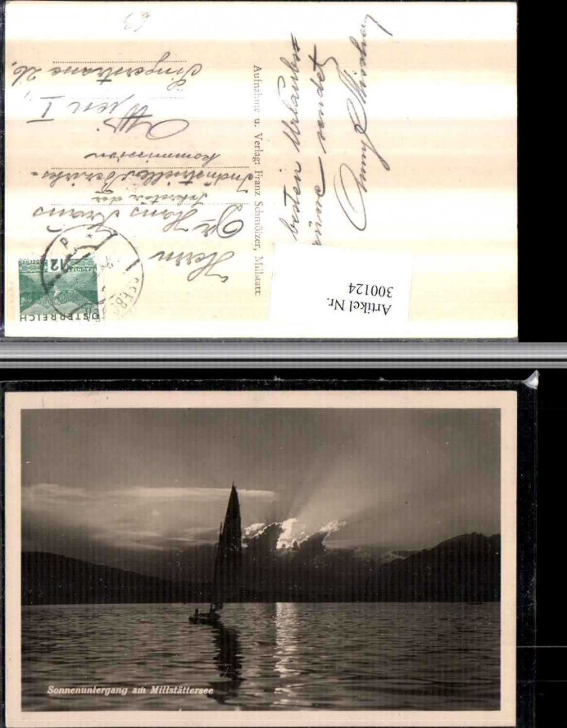 300124,Sonnenuntergang am Millstättersee b. Millstatt Segelboot