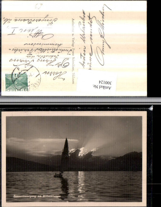300124,Sonnenuntergang am Millstättersee b. Millstatt Segelboot