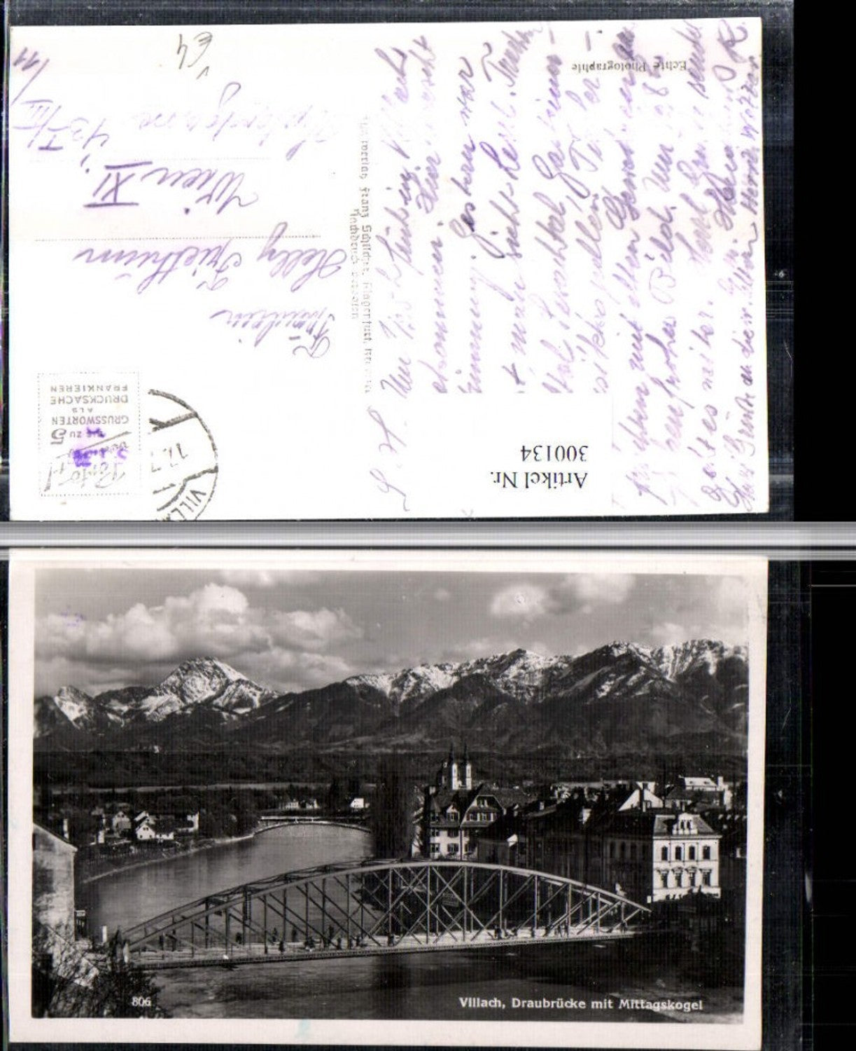 300134,Villach Teilansicht Draubrücke Brücke m. Mittagskogel Bergkulisse pub Franz Schilcher 806